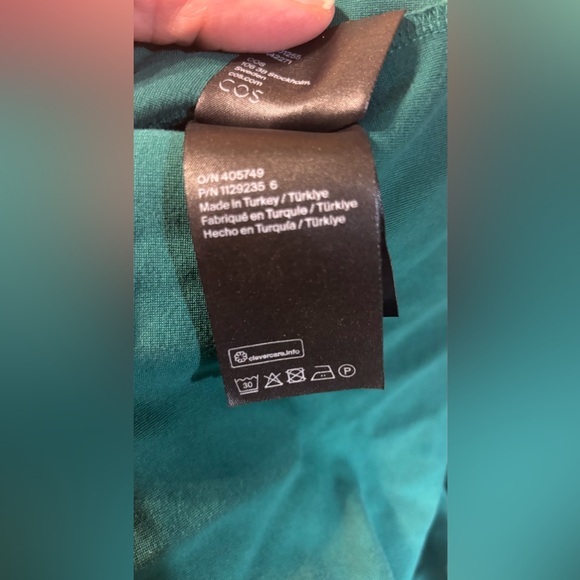 COS Green Button Down Collared Midi Dress Small Minimalist Long Sleeve Modern - Picture 6 of 10